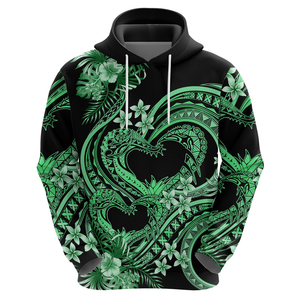 Polynesia Valentines Day Forever In My Heart Tattoo Zip Hoodie Green Style LT9 - Polynesian Pride