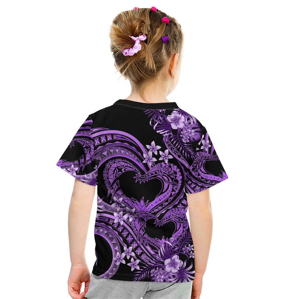 Polynesia Valentines Day Forever In My Heart Tattoo Kid T Shirt Purple Style LT9 - Polynesian Pride
