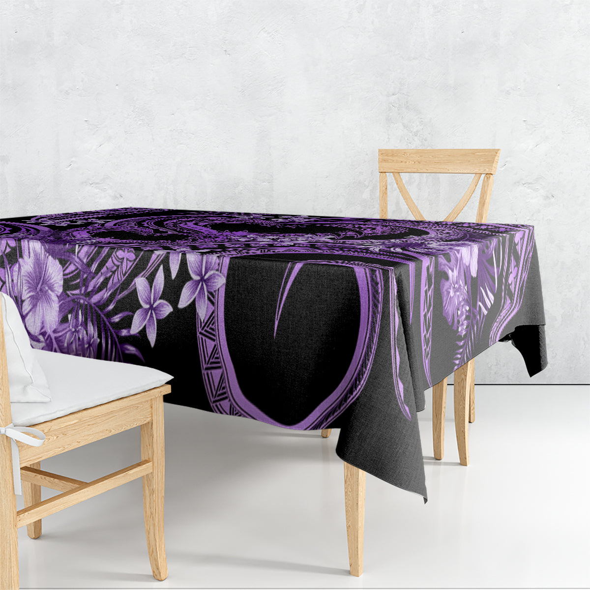 Polynesia Valentines Day Forever In My Heart Tattoo Tablecloth Purple Style LT9 - Polynesian Pride