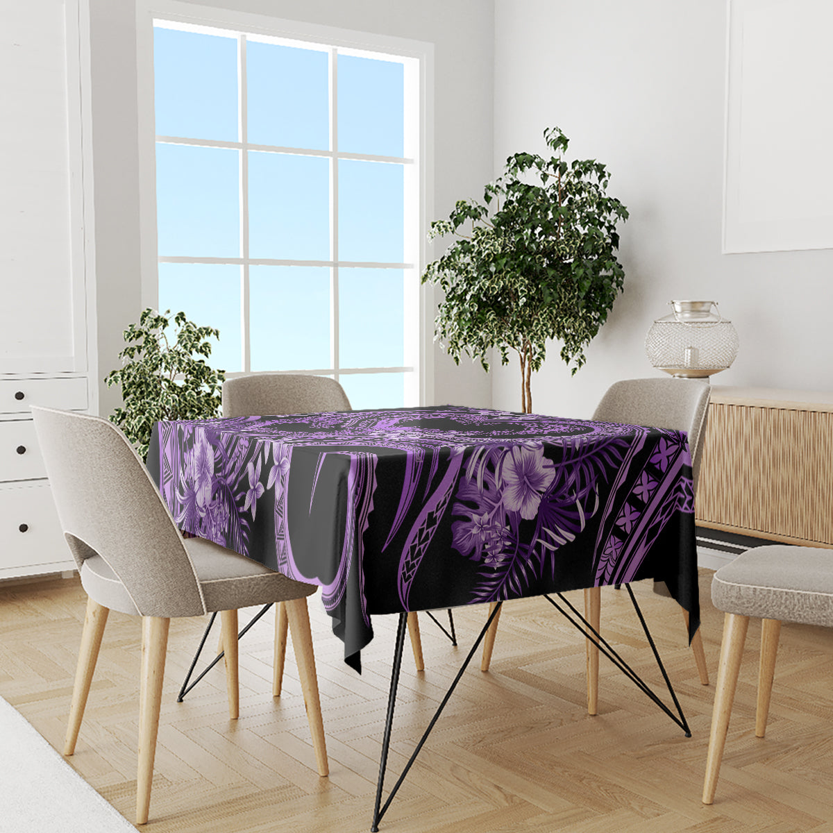 Polynesia Valentines Day Forever In My Heart Tattoo Tablecloth Purple Style LT9 - Polynesian Pride