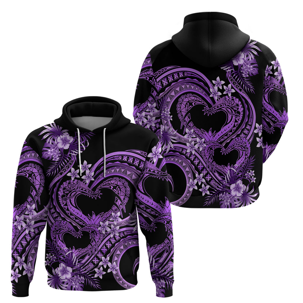 Polynesia Valentines Day Forever In My Heart Tattoo Zip Hoodie Purple Style LT9 - Polynesian Pride