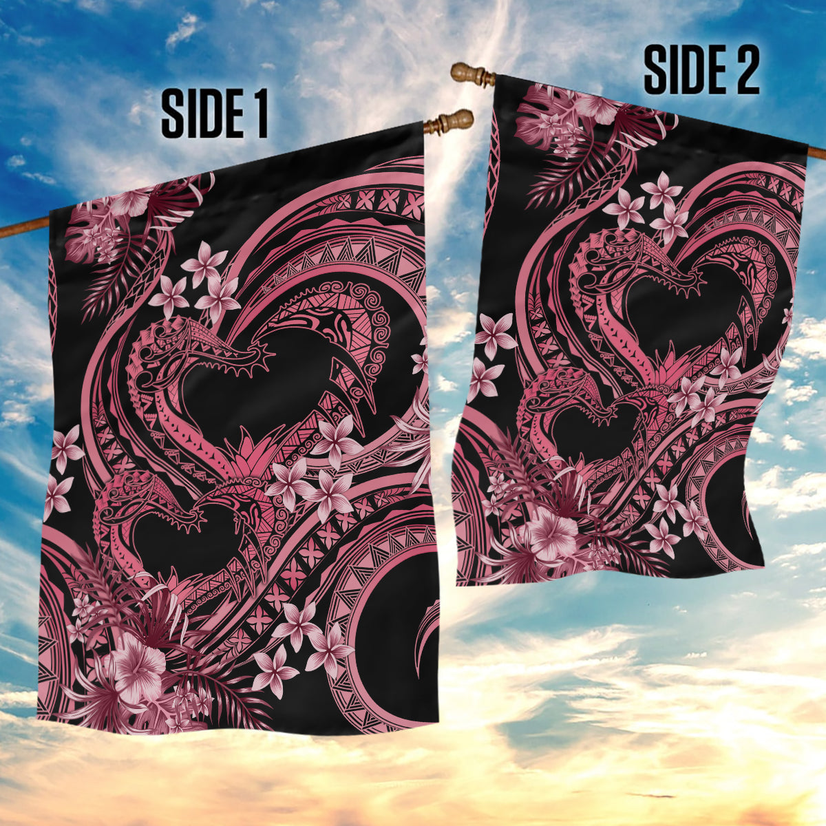 Polynesia Valentines Day Forever In My Heart Tattoo Garden Flag Pink Style LT9 - Polynesian Pride