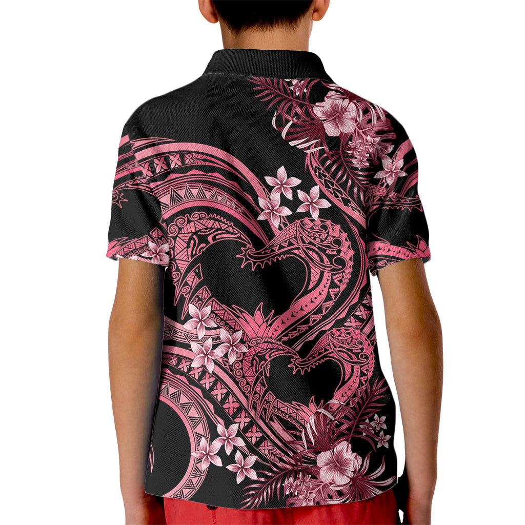 Polynesia Valentines Day Forever In My Heart Tattoo Kid Polo Shirt Pink Style LT9 - Polynesian Pride