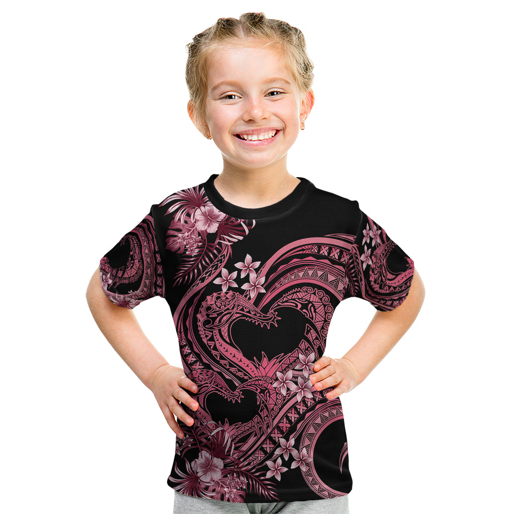 Polynesia Valentines Day Forever In My Heart Tattoo Kid T Shirt Pink Style LT9 Pink - Polynesian Pride