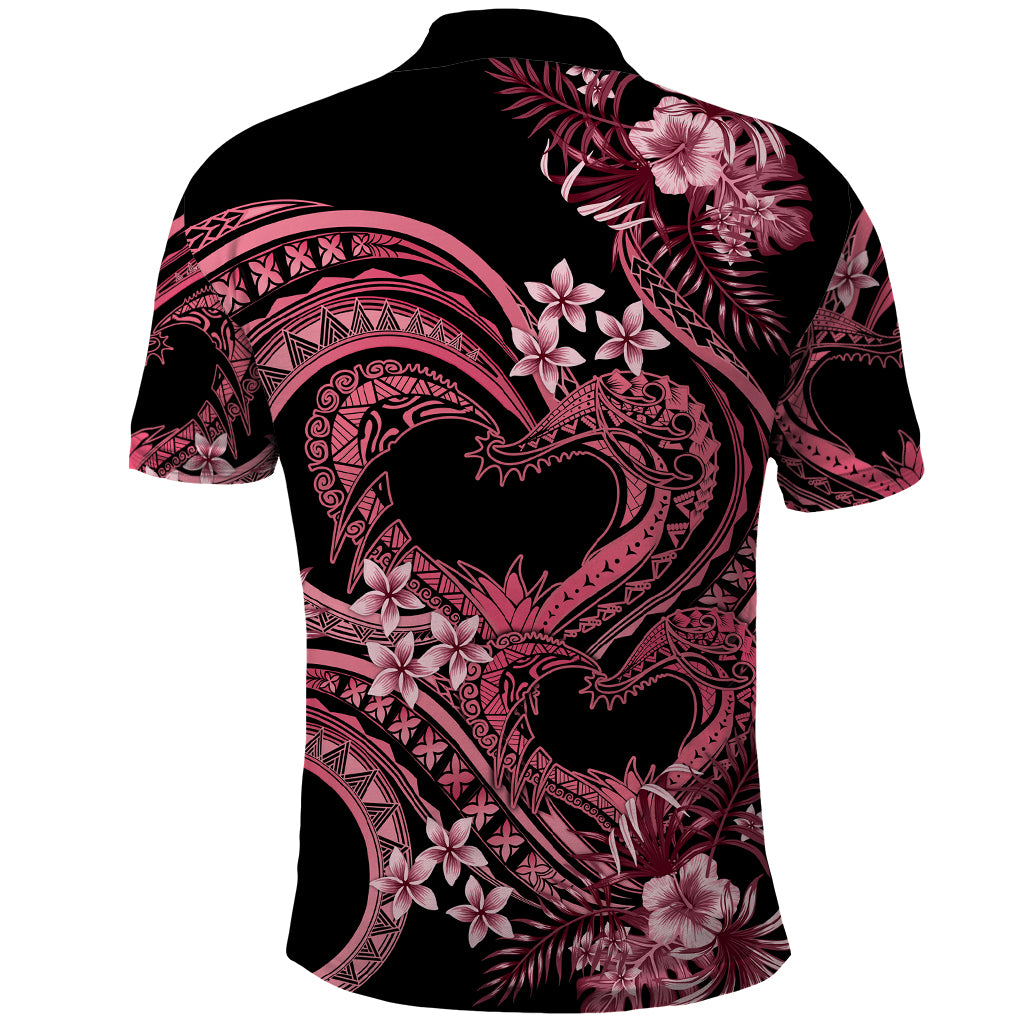 Polynesia Valentines Day Forever In My Heart Tattoo Polo Shirt Pink Style LT9 - Polynesian Pride