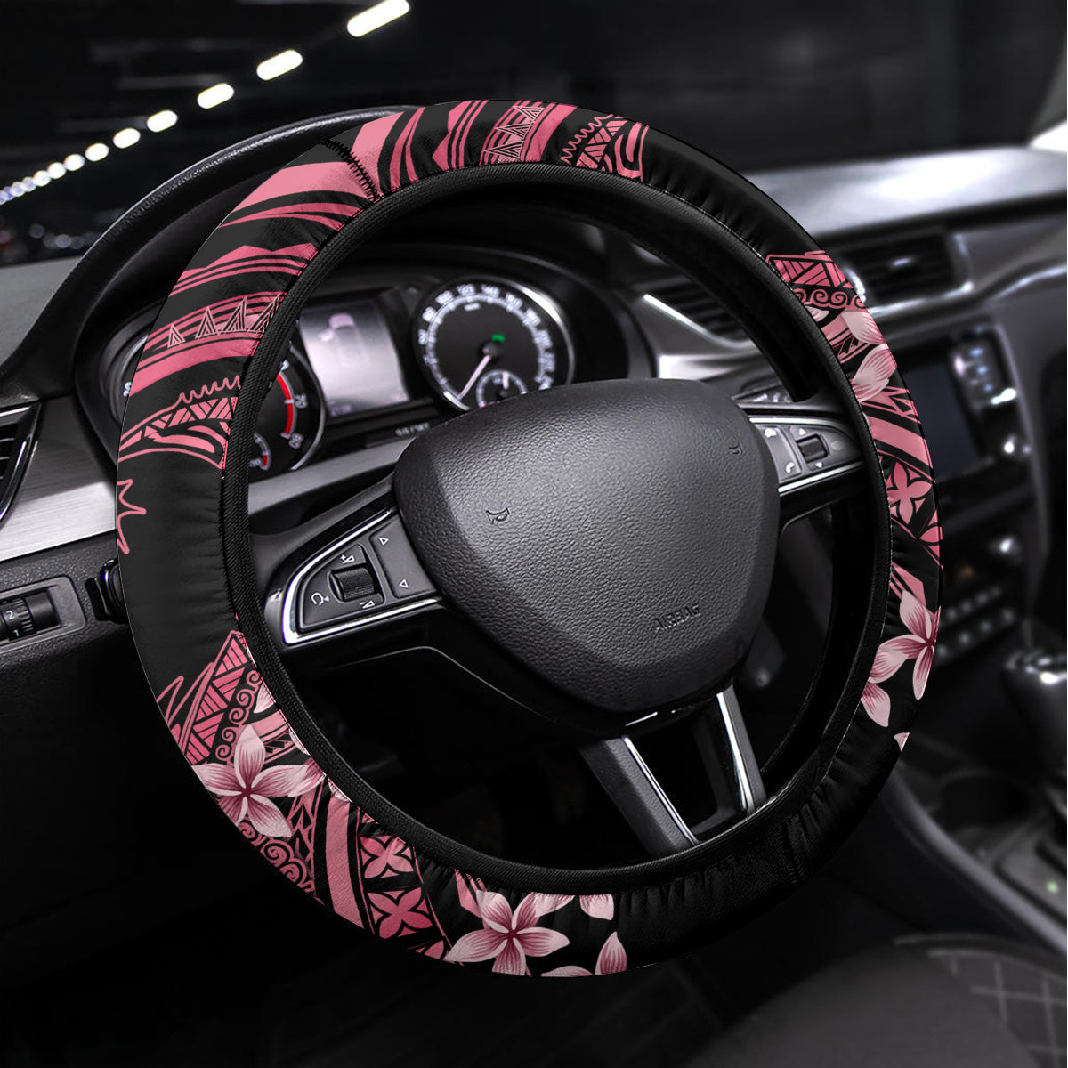 Polynesia Valentines Day Forever In My Heart Tattoo Steering Wheel Cover Pink Style LT9 Universal Fit Pink - Polynesian Pride