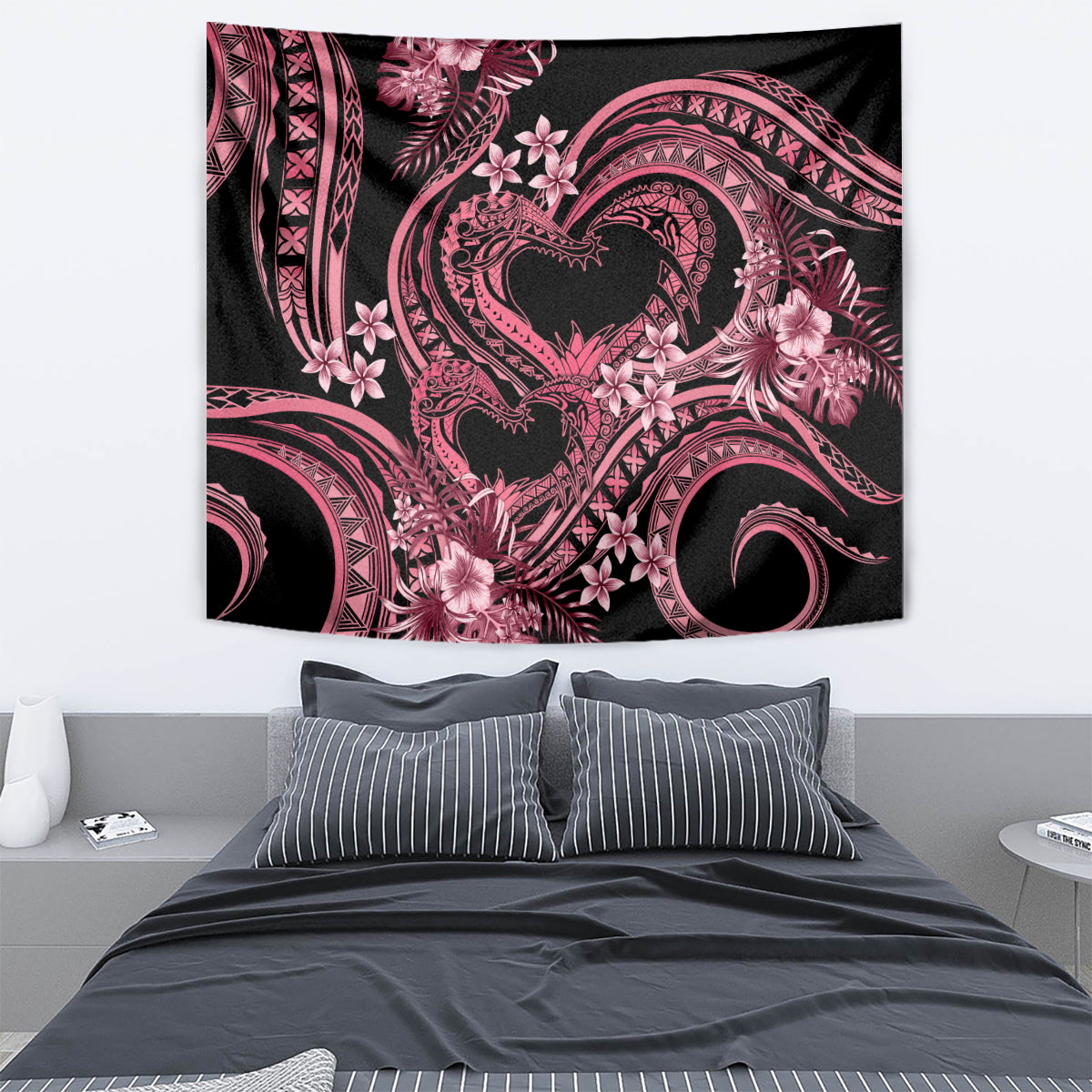 Polynesia Valentines Day Forever In My Heart Tattoo Tapestry Pink Style LT9 - Polynesian Pride