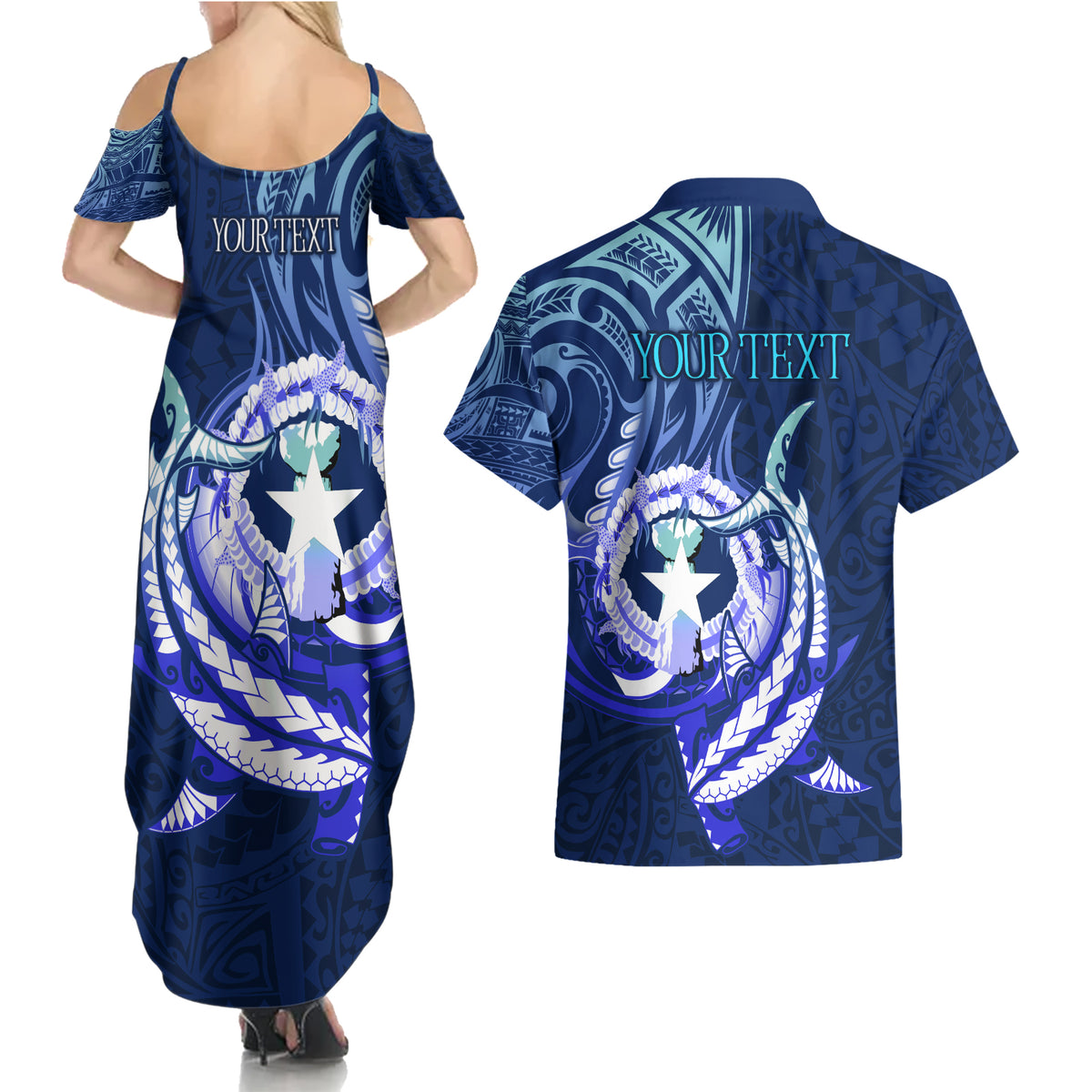 Personalised Northern Mariana Islands Couples Matching Summer Maxi Dress and Hawaiian Shirt Commonwealth Day 2024 LT9 - Polynesian Pride