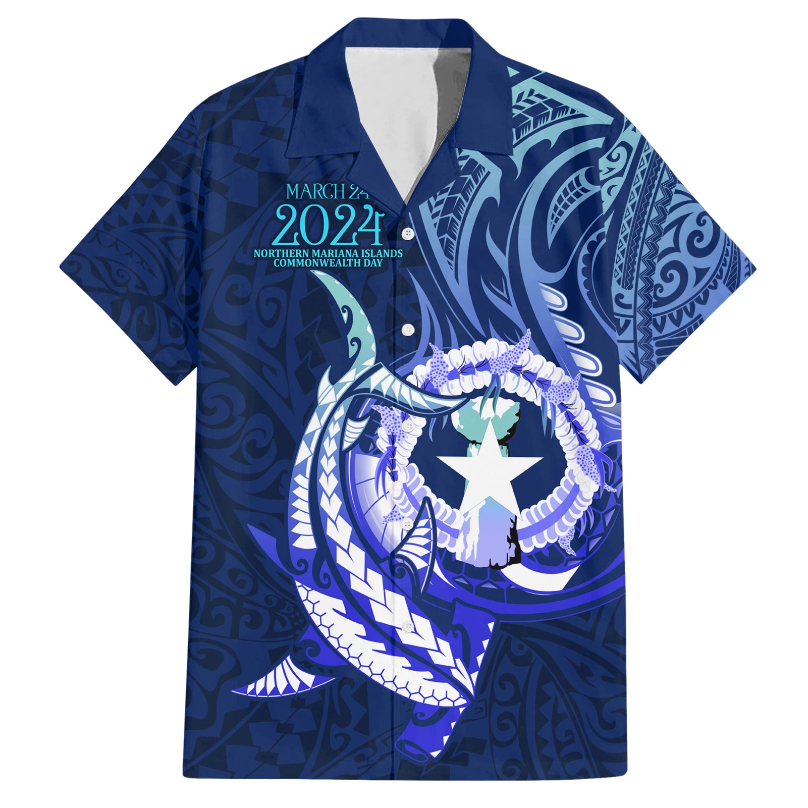 Personalised Northern Mariana Islands Hawaiian Shirt Commonwealth Day 2024 LT9 Ocean Blue - Polynesian Pride