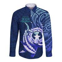 Personalised Northern Mariana Islands Long Sleeve Button Shirt Commonwealth Day 2024 LT9 Unisex Ocean Blue - Polynesian Pride