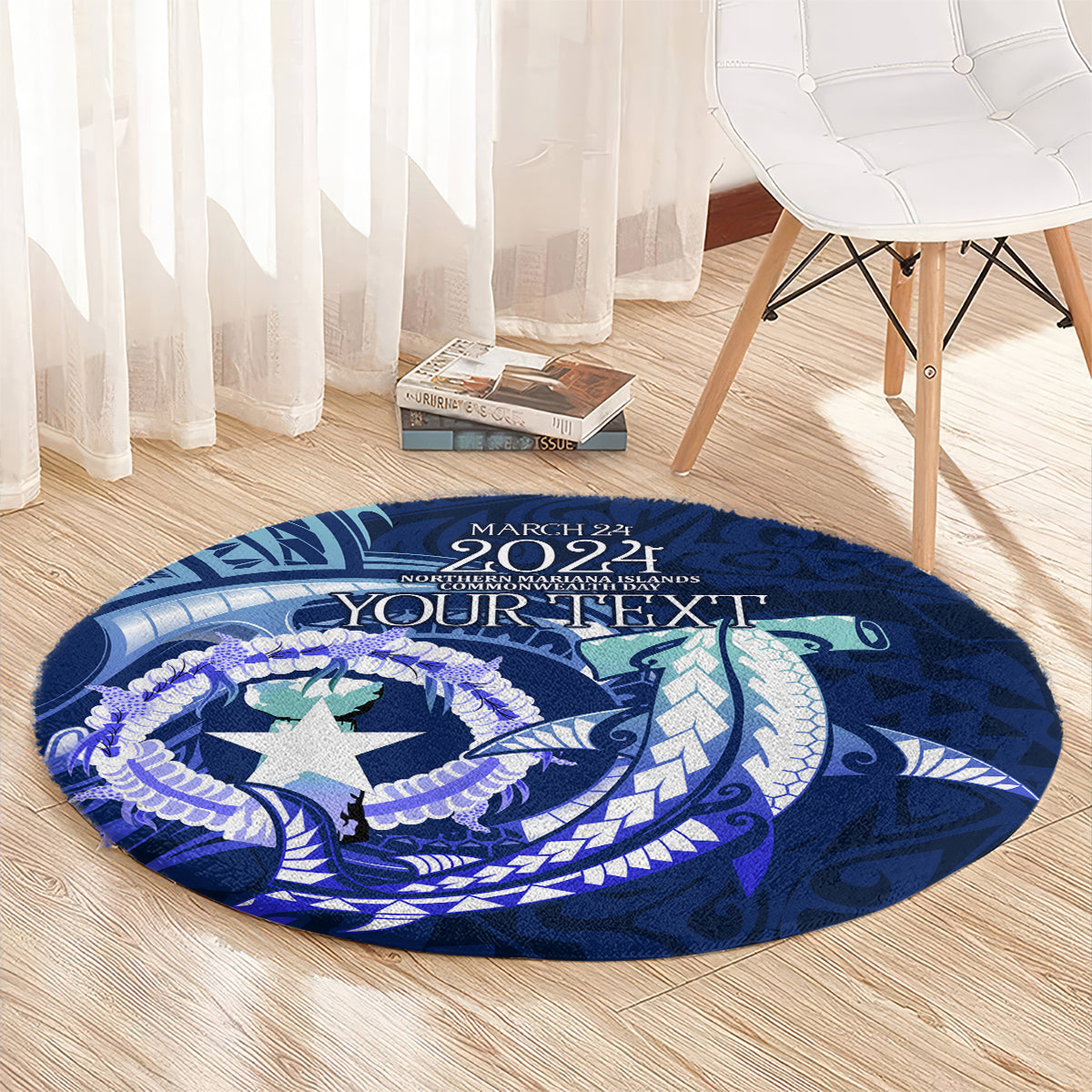 Personalised Northern Mariana Islands Round Carpet Commonwealth Day 2024