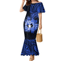 Northern Mariana Islands Ylang-ylang Mwarmwar Mermaid Dress Polynesian Blue Style LT9 Women Blue - Polynesian Pride