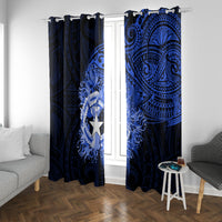 Northern Mariana Islands Ylang-ylang Mwarmwar Window Curtain Polynesian Blue Style