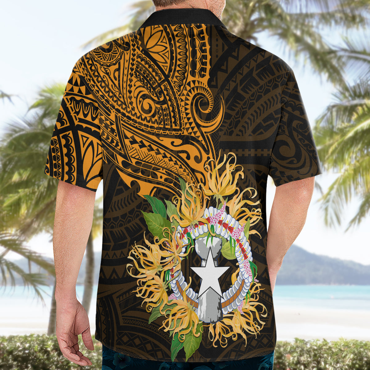 Northern Mariana Islands Ylang-ylang Mwarmwar Hawaiian Shirt Polynesian Gold Style LT9 - Polynesian Pride