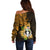 Northern Mariana Islands Ylang-ylang Mwarmwar Off Shoulder Sweater Polynesian Gold Style LT9 - Polynesian Pride