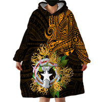 Northern Mariana Islands Ylang-ylang Mwarmwar Wearable Blanket Hoodie Polynesian Gold Style LT9 - Polynesian Pride