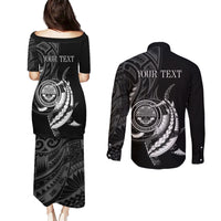 Personalised FSM Culture Day Couples Matching Puletasi and Long Sleeve Button Shirt Hammerhead Shark Tribal 2024 LT9 - Polynesian Pride