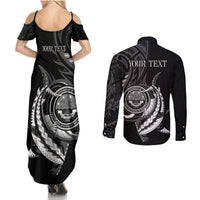 Personalised FSM Culture Day Couples Matching Summer Maxi Dress and Long Sleeve Button Shirt Hammerhead Shark Tribal 2024 LT9 - Polynesian Pride