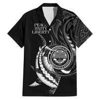 Personalised FSM Culture Day Family Matching Mermaid Dress and Hawaiian Shirt Hammerhead Shark Tribal 2024 LT9 Dad's Shirt - Short Sleeve Black - Polynesian Pride