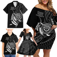 Personalised FSM Culture Day Family Matching Off Shoulder Short Dress and Hawaiian Shirt Hammerhead Shark Tribal 2024 LT9 - Polynesian Pride