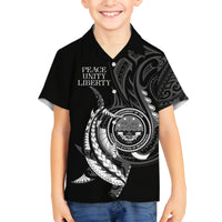 Personalised FSM Culture Day Family Matching Tank Maxi Dress and Hawaiian Shirt Hammerhead Shark Tribal 2024 LT9 Son's Shirt Black - Polynesian Pride