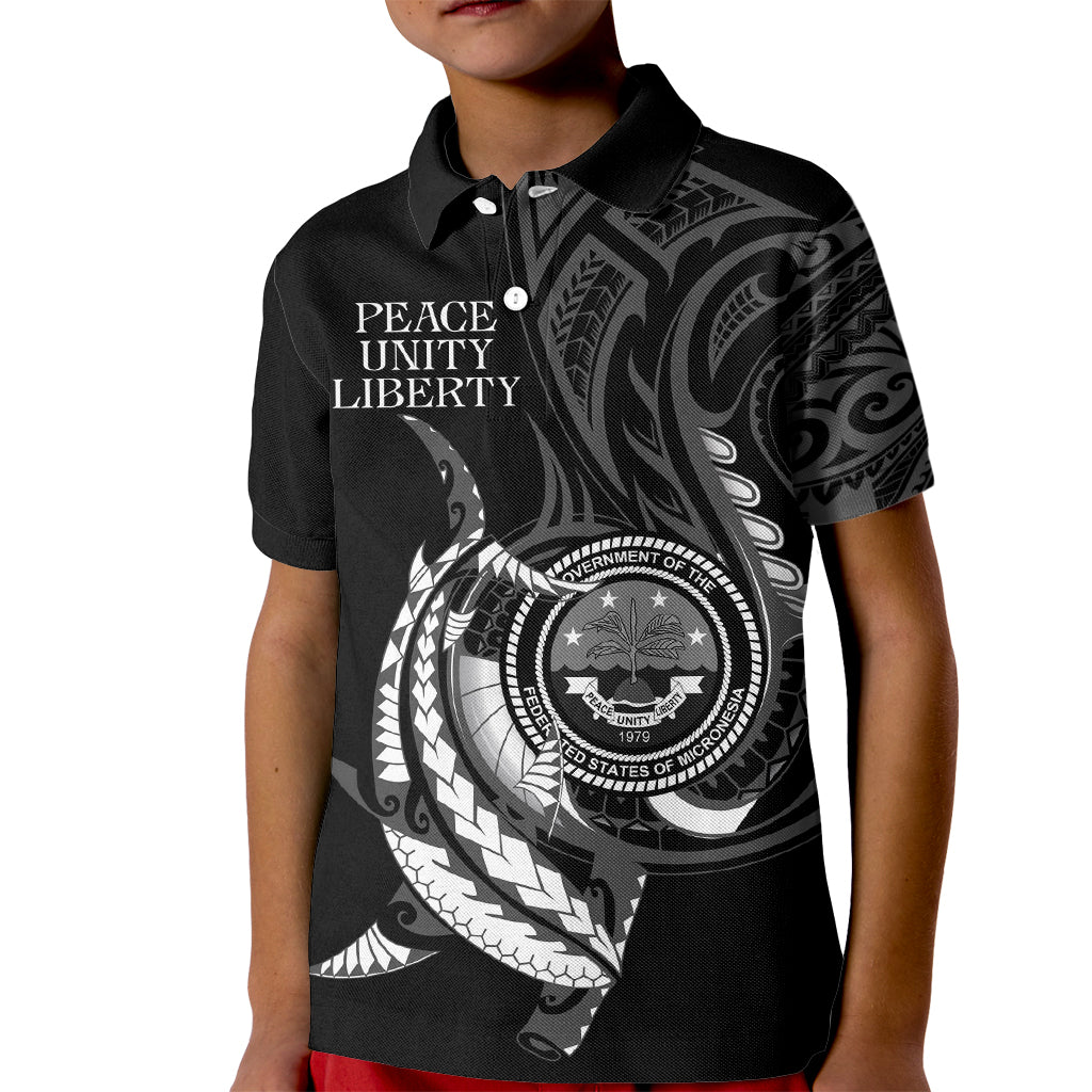 Personalised FSM Culture Day Kid Polo Shirt Hammerhead Shark Tribal 2024 LT9 Kid Black - Polynesian Pride