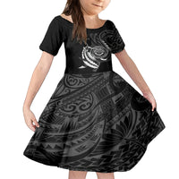 Personalised FSM Culture Day Kid Short Sleeve Dress Hammerhead Shark Tribal 2024 LT9 KID Black - Polynesian Pride