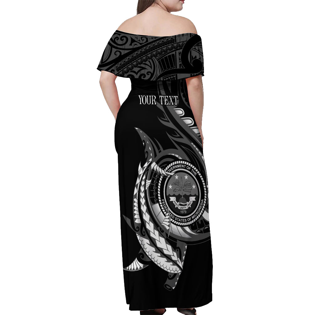 Personalised FSM Culture Day Off Shoulder Maxi Dress Hammerhead Shark Tribal 2024 LT9 - Polynesian Pride