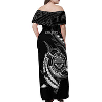 Personalised FSM Culture Day Off Shoulder Maxi Dress Hammerhead Shark Tribal 2024 LT9 - Polynesian Pride