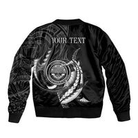 Personalised FSM Culture Day Sleeve Zip Bomber Jacket Hammerhead Shark Tribal 2024 LT9 - Polynesian Pride