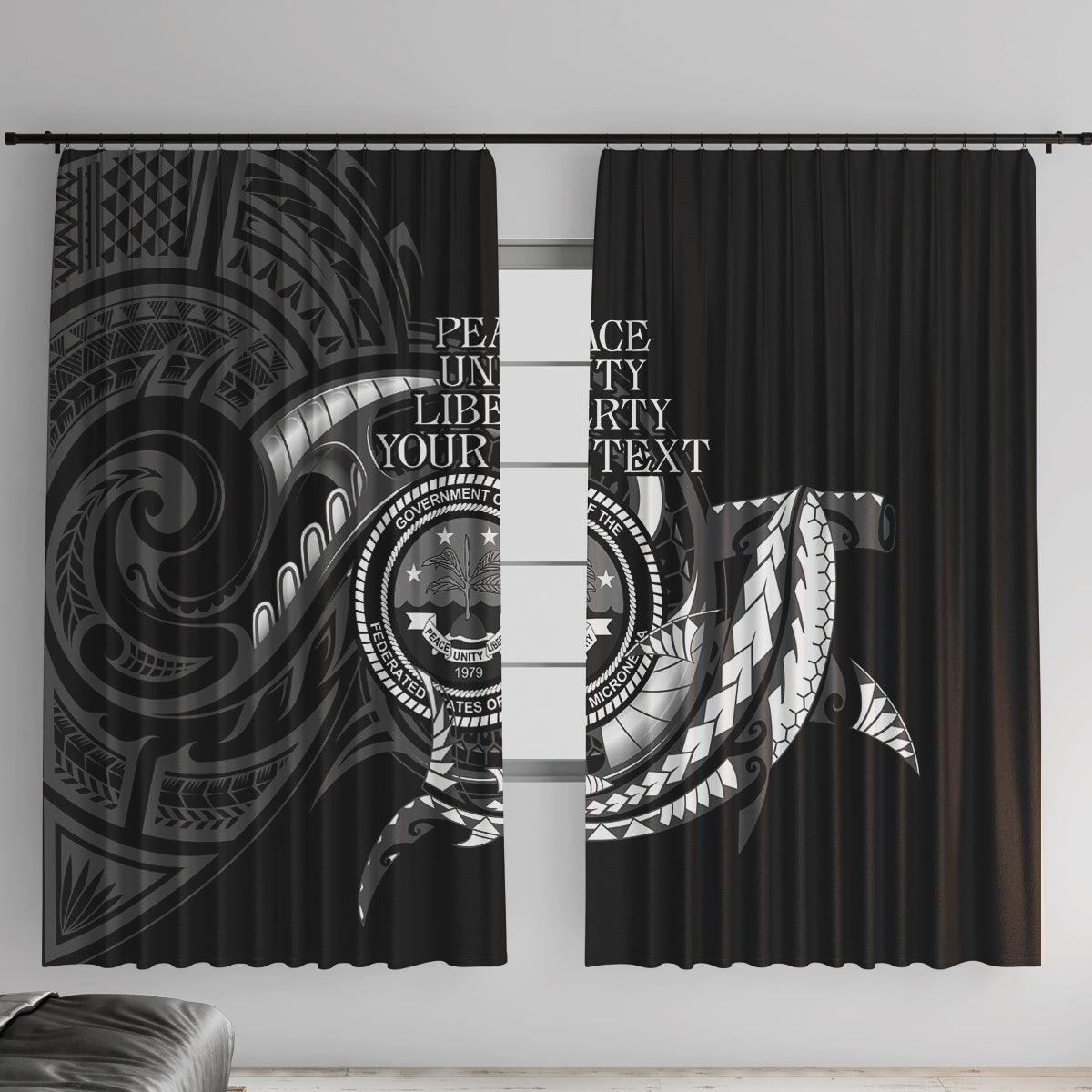 Personalised FSM Culture Day Window Curtain Hammerhead Shark Tribal 2024