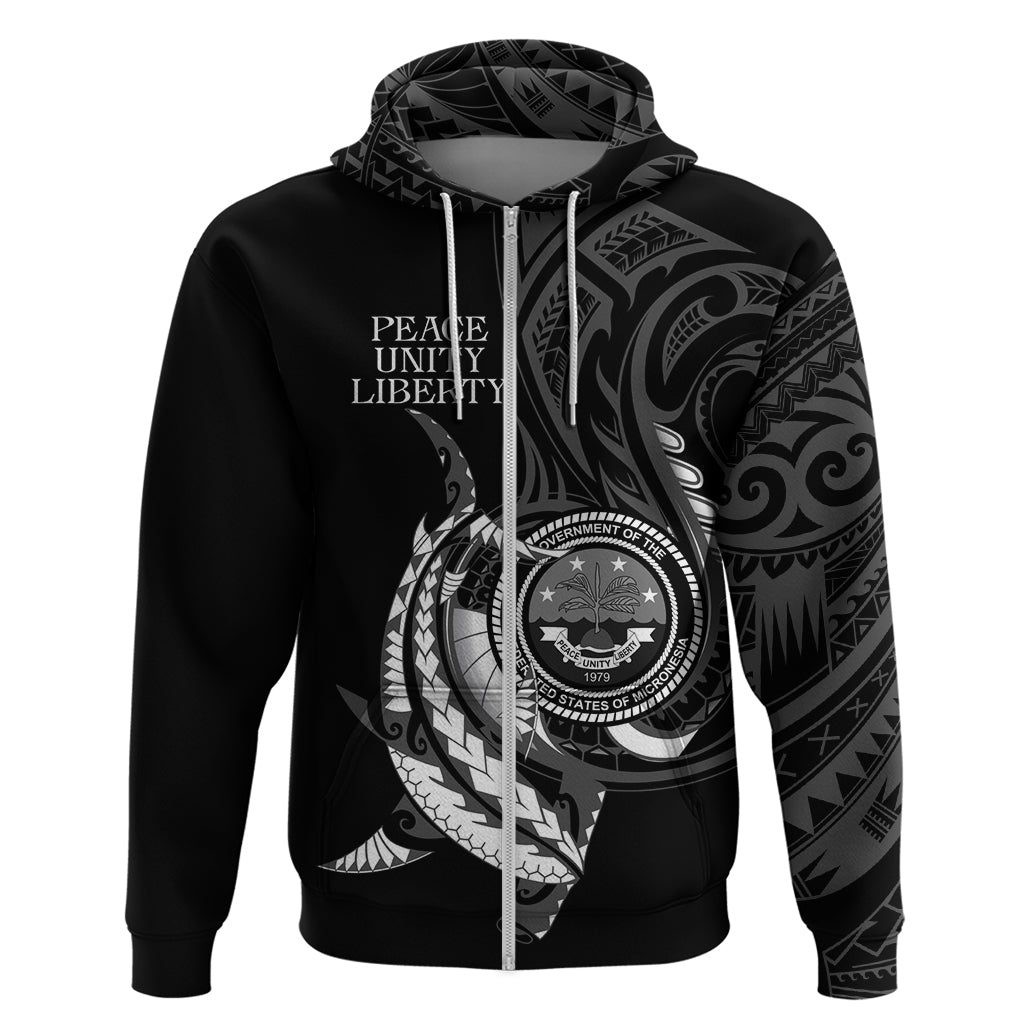 Personalised FSM Culture Day Zip Hoodie Hammerhead Shark Tribal 2024 LT9 Zip Hoodie Black - Polynesian Pride