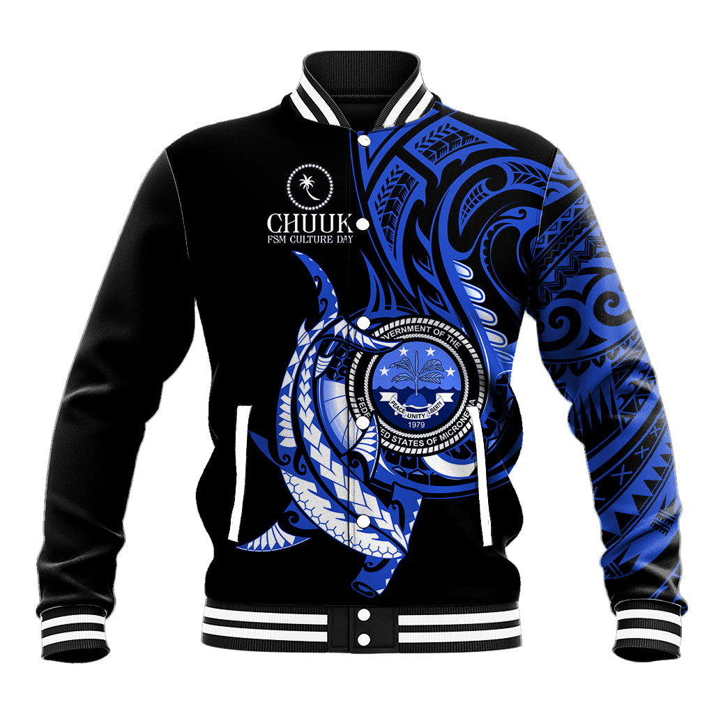 Personalised Chuuk FSM Culture Day Baseball Jacket Hammerhead Shark Tattoo 2024 LT9 Unisex Blue - Polynesian Pride