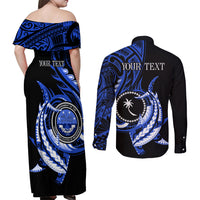 Personalised Chuuk FSM Culture Day Couples Matching Off Shoulder Maxi Dress and Long Sleeve Button Shirt Hammerhead Shark Tattoo 2024 LT9 - Polynesian Pride
