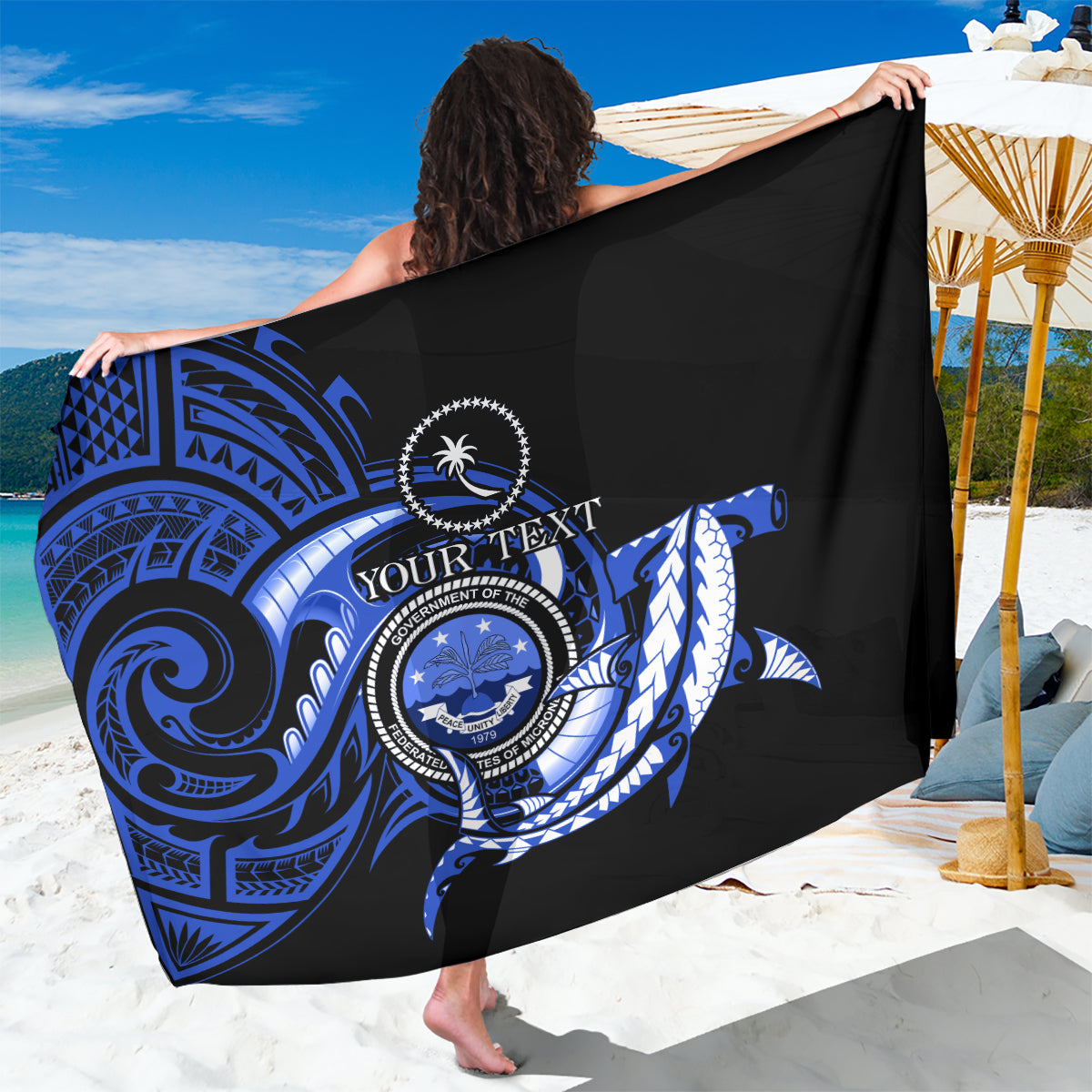 Personalised Chuuk FSM Culture Day Sarong Hammerhead Shark Tattoo 2024