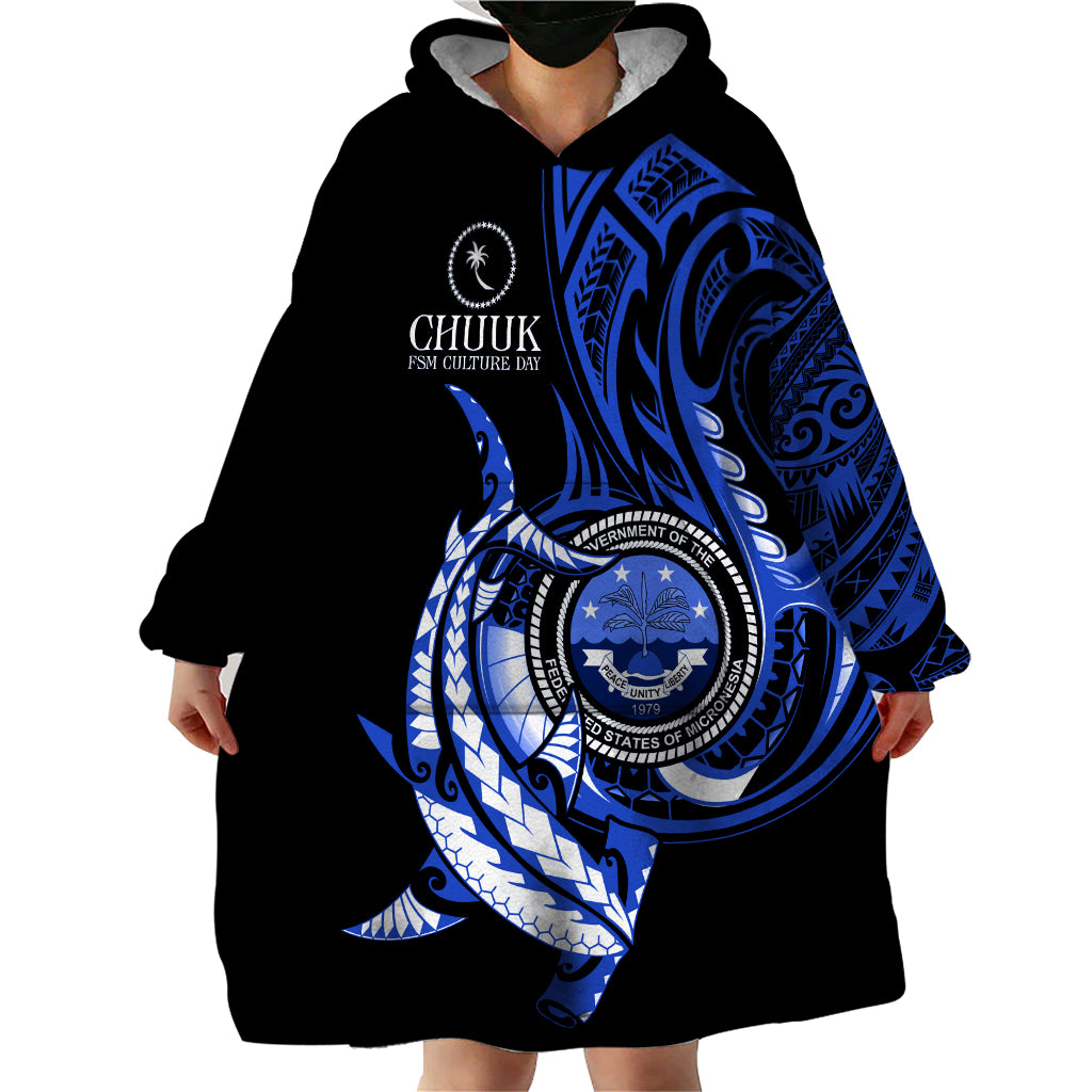 Personalised Chuuk FSM Culture Day Wearable Blanket Hoodie Hammerhead Shark Tattoo 2024 LT9 - Polynesian Pride