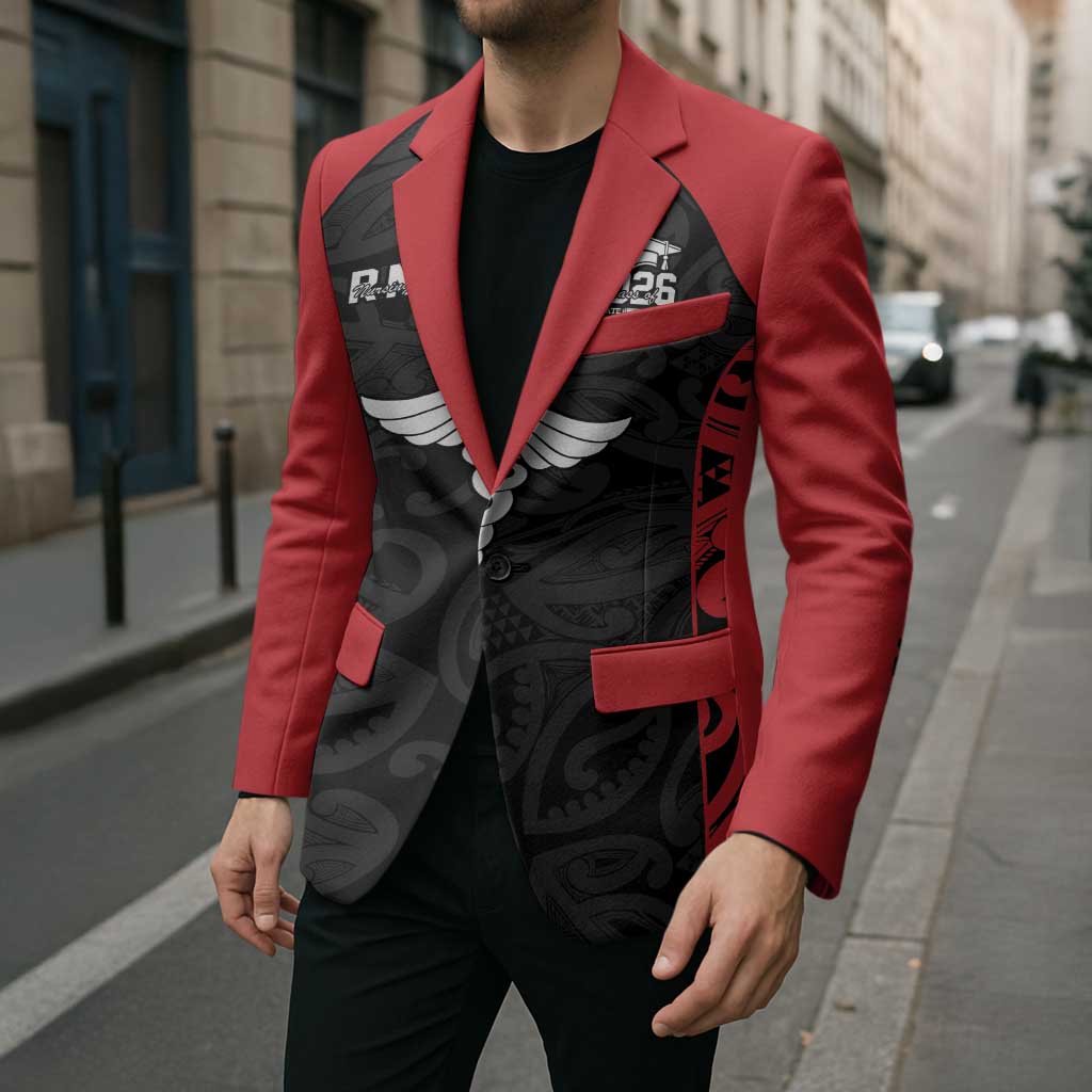 New Zealand Nurse RN 2026 Personalised Blazer Red Maori Pattern Cultural Pride