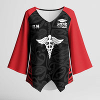 New Zealand Nurse RN 2026 Personalised Kimono Sleeve Blouse Red Maori Pattern Cultural Pride