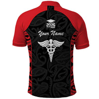 New Zealand Nurse RN 2026 Personalised Polo Shirt Red Maori Pattern Cultural Pride
