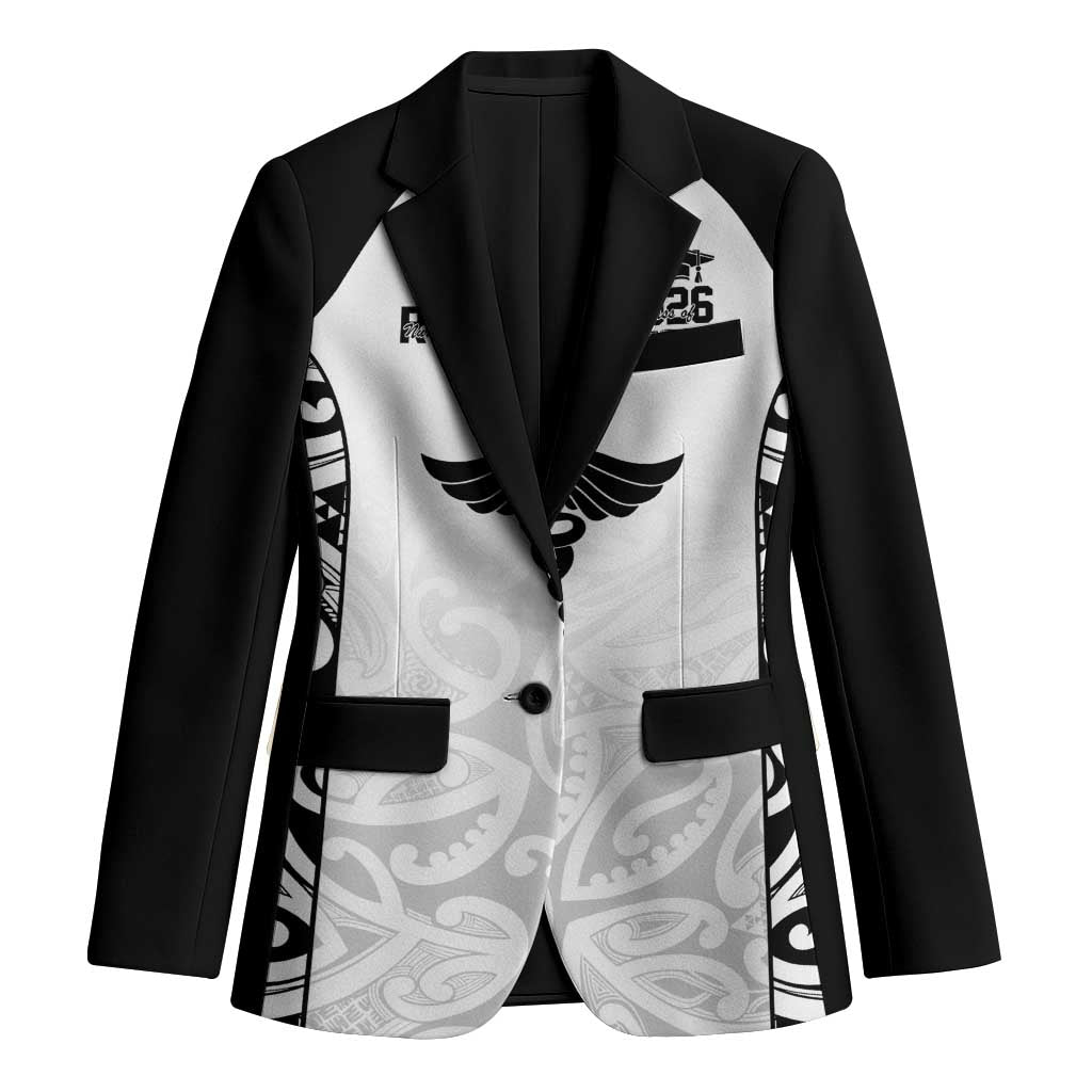 New Zealand Nurse RN 2026 Personalised Blazer White Maori Pattern Cultural Pride