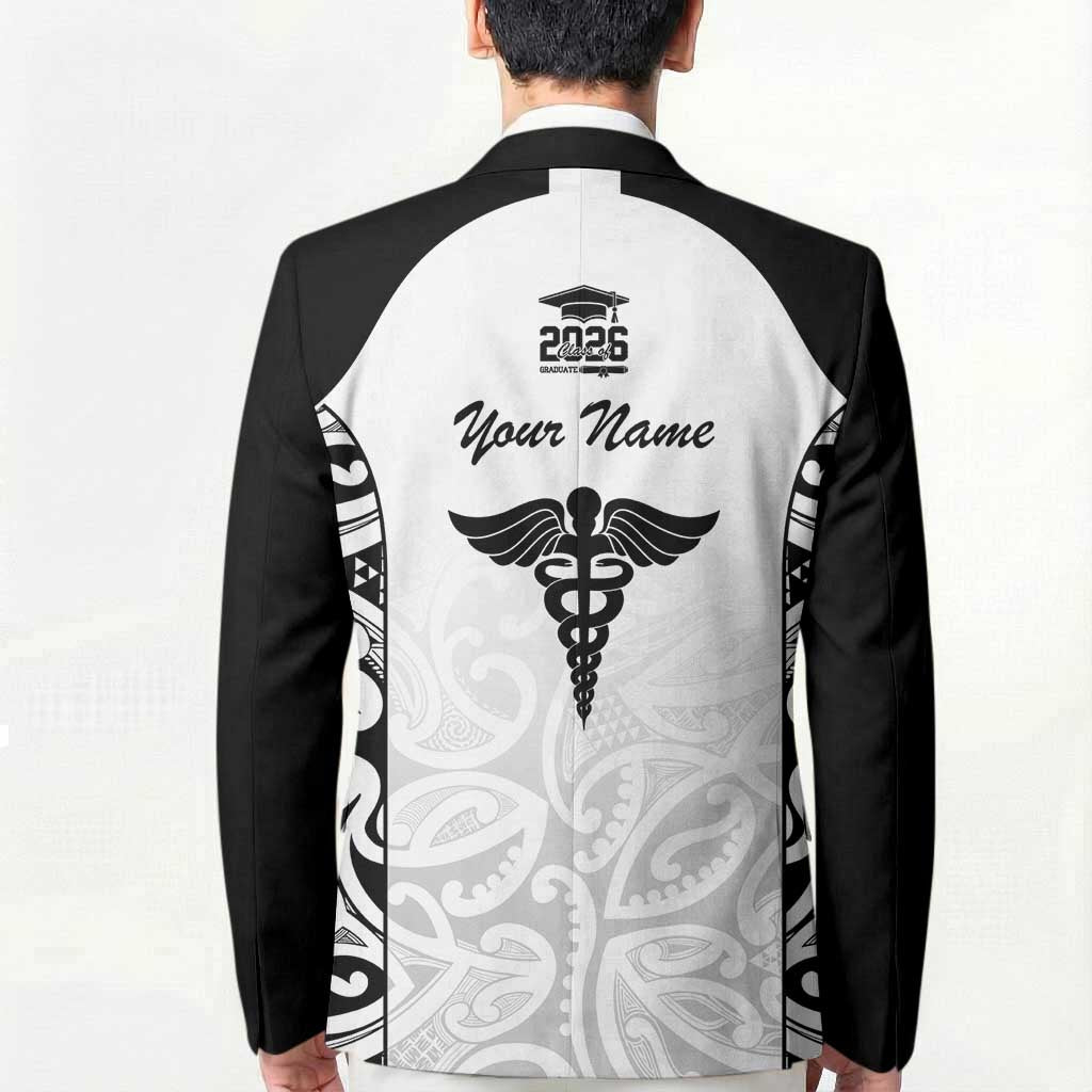 New Zealand Nurse RN 2026 Personalised Blazer White Maori Pattern Cultural Pride