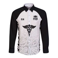 New Zealand Nurse RN 2026 Personalised Long Sleeve Button Shirt White Maori Pattern Cultural Pride