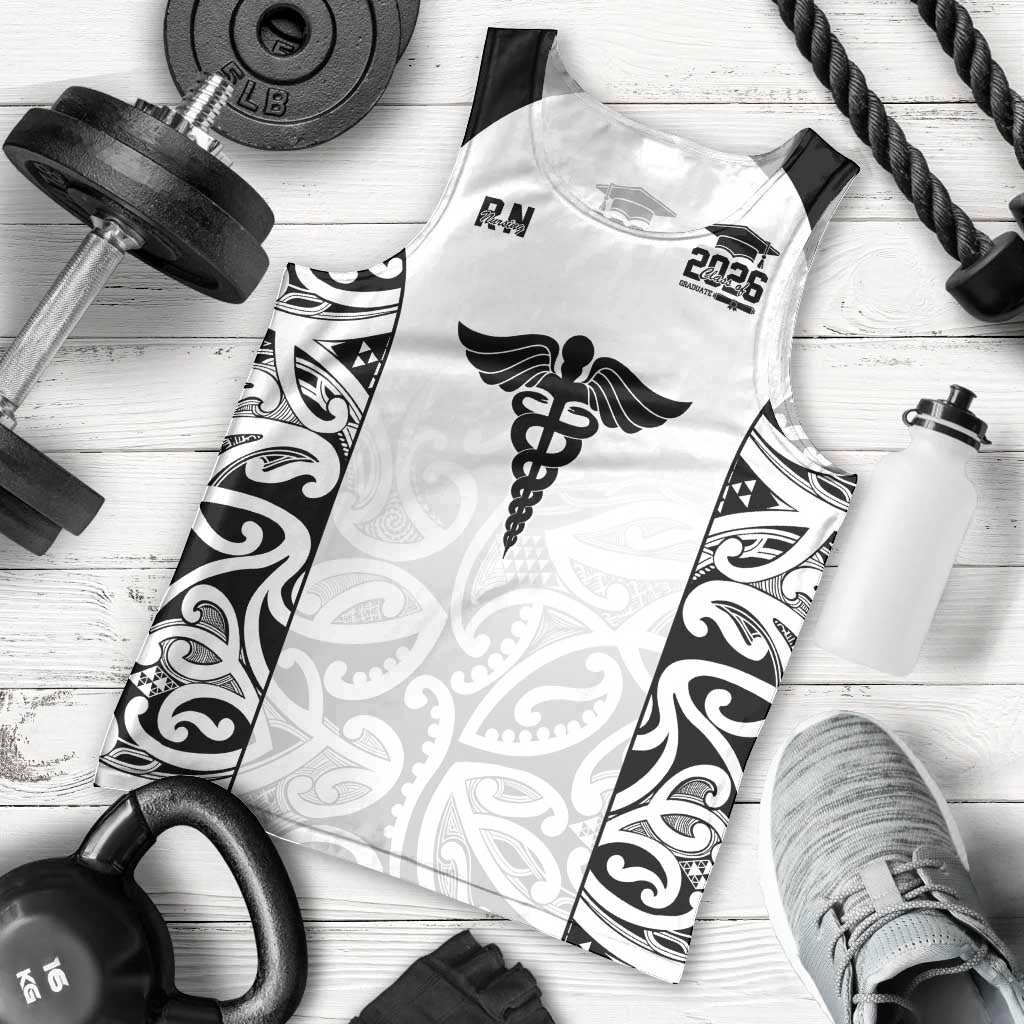 New Zealand Nurse RN 2026 Personalised Men Tank Top White Maori Pattern Cultural Pride