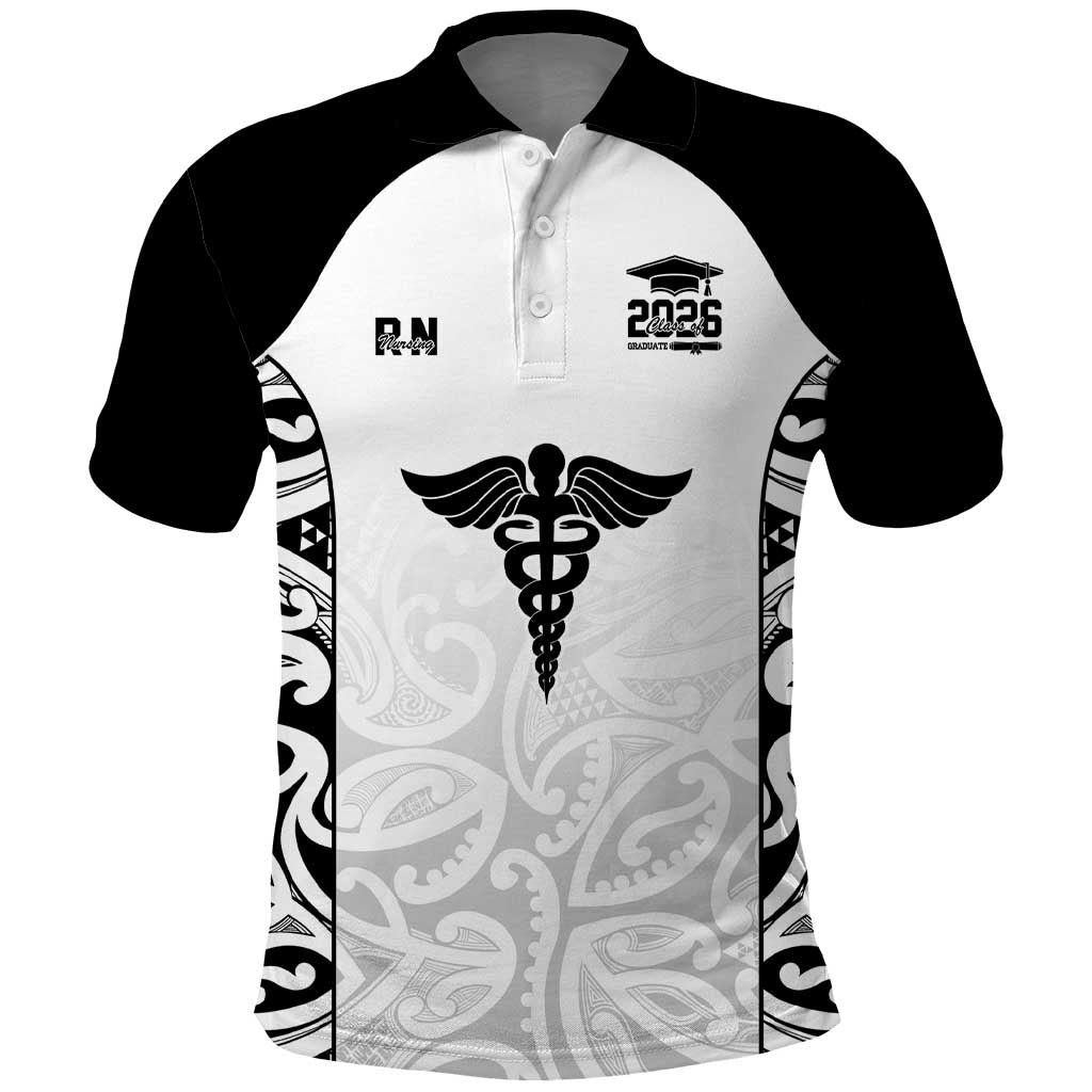 New Zealand Nurse RN 2026 Personalised Polo Shirt White Maori Pattern Cultural Pride