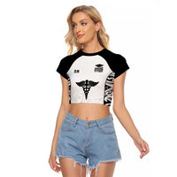 New Zealand Nurse RN 2026 Personalised Raglan Cropped T Shirt White Maori Pattern Cultural Pride