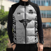 New Zealand Nurse RN 2026 Personalised Sleeveless Puffer Jacket White Maori Pattern Cultural Pride