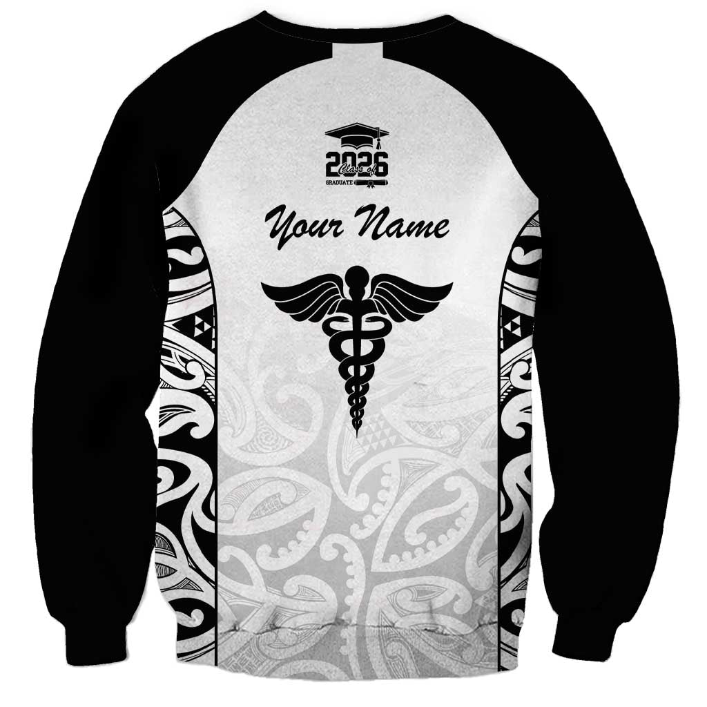 New Zealand Nurse RN 2026 Personalised Sweatshirt White Maori Pattern Cultural Pride