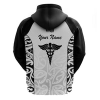 New Zealand Nurse RN 2026 Personalised Zip Hoodie White Maori Pattern Cultural Pride