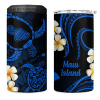 Hawaii Maui Islands Pacific Plumeria 4 in 1 Can Cooler Tumbler Blue Polynesian Tattoo