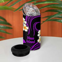 Hawaii Maui Islands Pacific Plumeria 4 in 1 Can Cooler Tumbler Purple Polynesian Tattoo